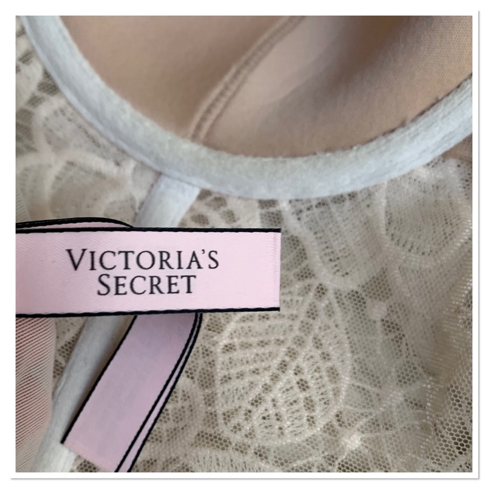 Victoria’s Secret Dream Angels Longline Corset Bra Floral Lace Ivory Size 34C - Picture 10 of 11